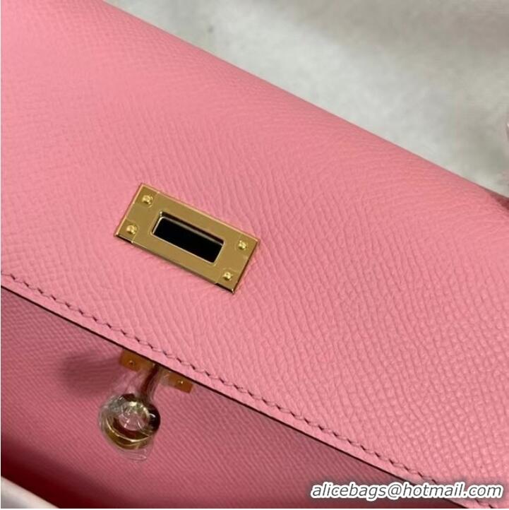 Grade Design Hermes Kelly 25cm Shoulder Bags Epsom KL2755 pink&gold-Tone Metal