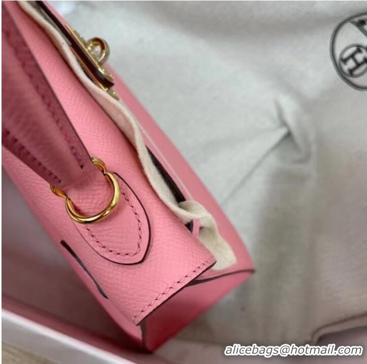 Grade Design Hermes Kelly 25cm Shoulder Bags Epsom KL2755 pink&gold-Tone Metal