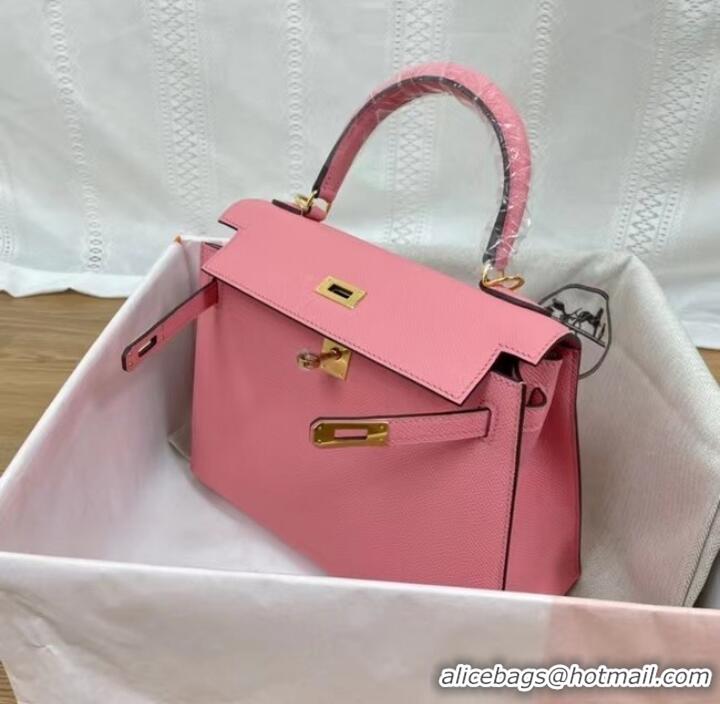 Grade Design Hermes Kelly 25cm Shoulder Bags Epsom KL2755 pink&gold-Tone Metal