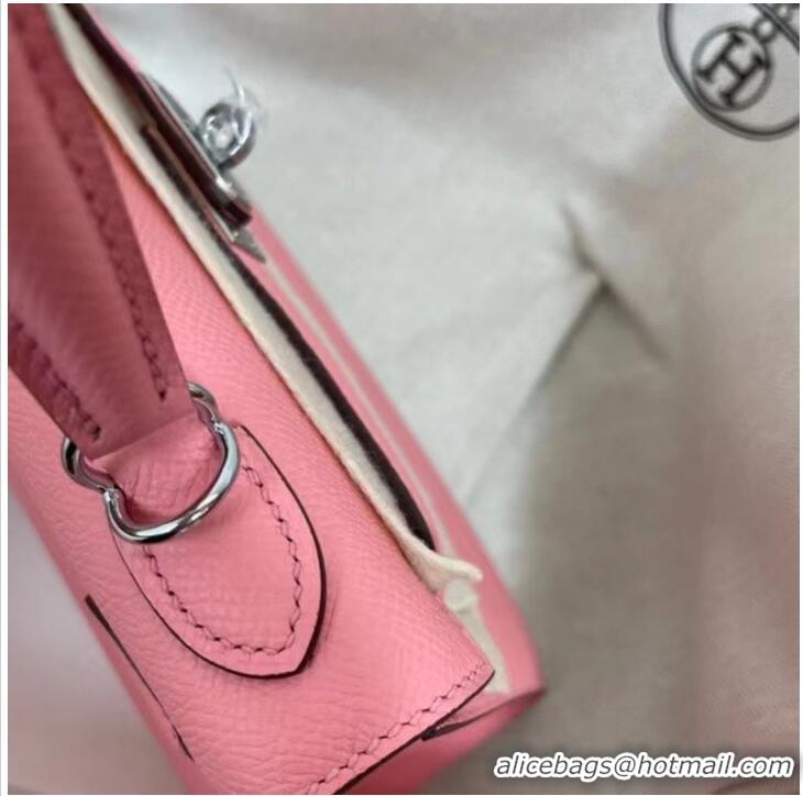 Super Quality Hermes Kelly 25cm Shoulder Bags Epsom KL2755 pink&silver-Tone Metal