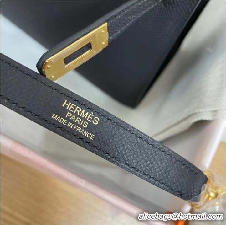 Popular Style Hermes Kelly 25cm Shoulder Bags Epsom KL2755 black&gold-Tone Metal