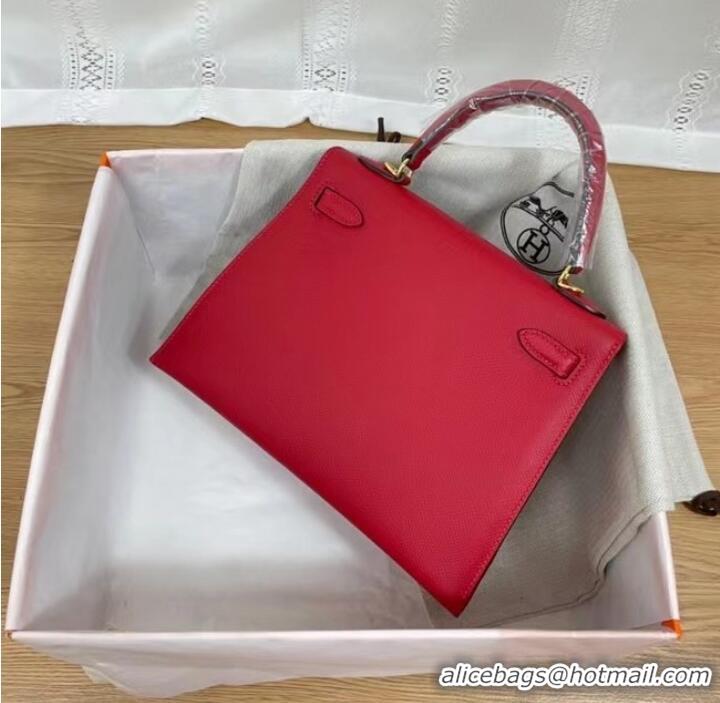 Good Product Hermes Kelly 25cm Shoulder Bags Epsom KL2755 red&gold-Tone Metal