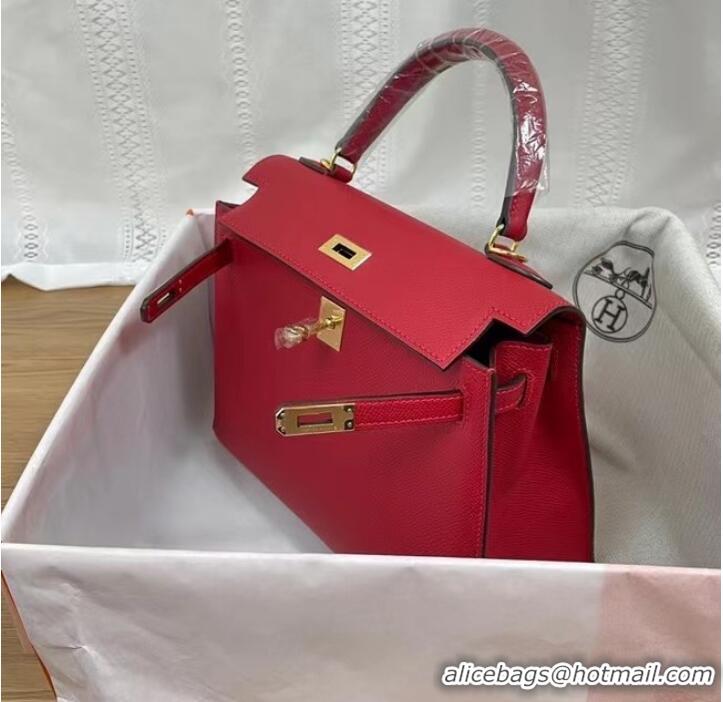 Good Product Hermes Kelly 25cm Shoulder Bags Epsom KL2755 red&gold-Tone Metal