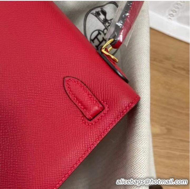 Good Product Hermes Kelly 25cm Shoulder Bags Epsom KL2755 red&gold-Tone Metal