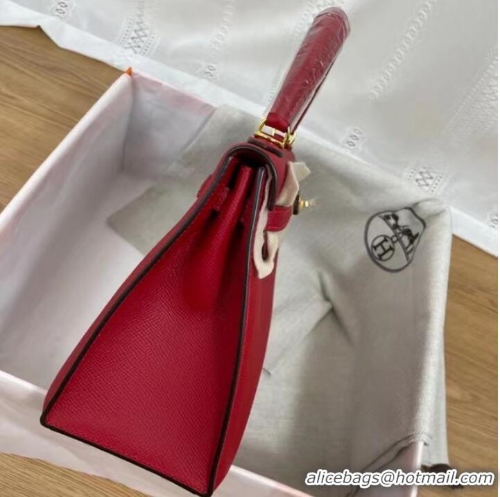 Good Product Hermes Kelly 25cm Shoulder Bags Epsom KL2755 red&gold-Tone Metal