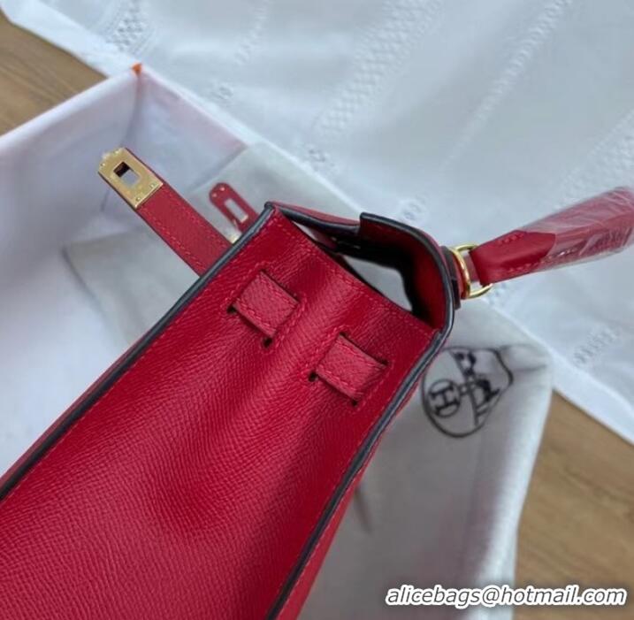 Good Product Hermes Kelly 25cm Shoulder Bags Epsom KL2755 red&gold-Tone Metal