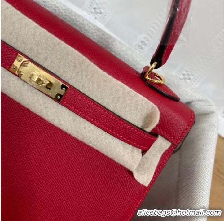 Good Product Hermes Kelly 25cm Shoulder Bags Epsom KL2755 red&gold-Tone Metal