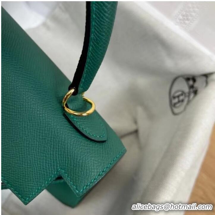 Classic Grade Hermes Kelly 25cm Shoulder Bags Epsom KL2755 Lake green&gold-Tone Metal