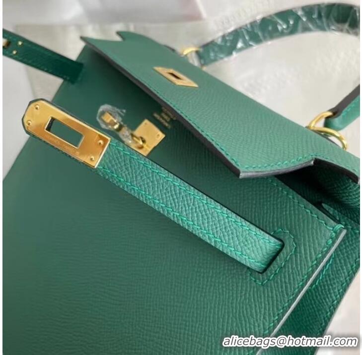 Classic Grade Hermes Kelly 25cm Shoulder Bags Epsom KL2755 Lake green&gold-Tone Metal