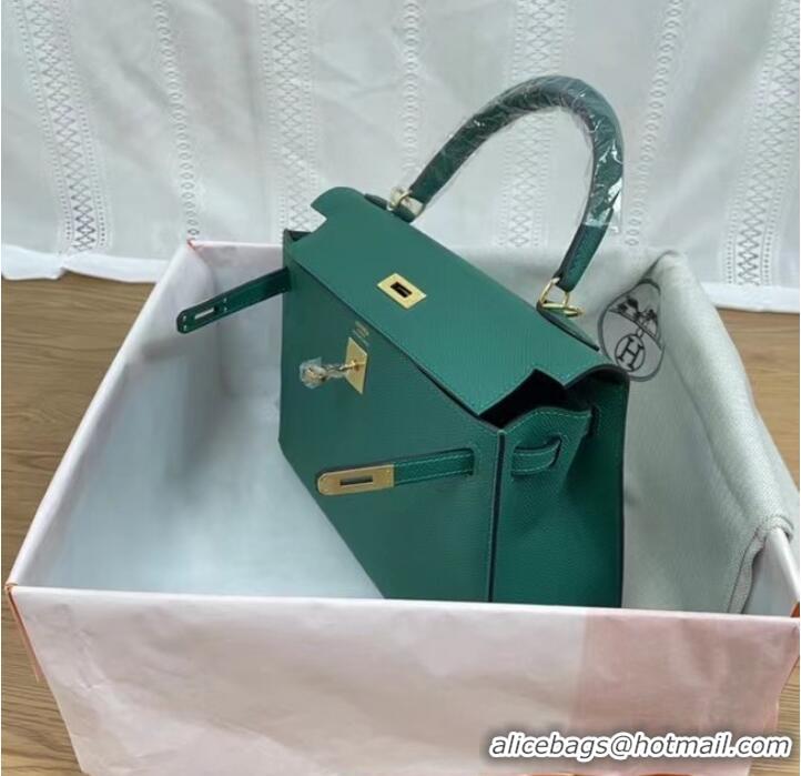 Classic Grade Hermes Kelly 25cm Shoulder Bags Epsom KL2755 Lake green&gold-Tone Metal