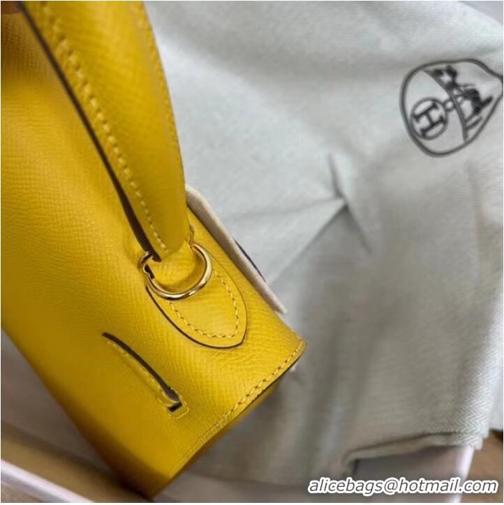 Sale Classic Hermes Kelly 25cm Shoulder Bags Epsom KL2755 yellow&gold-Tone Metal