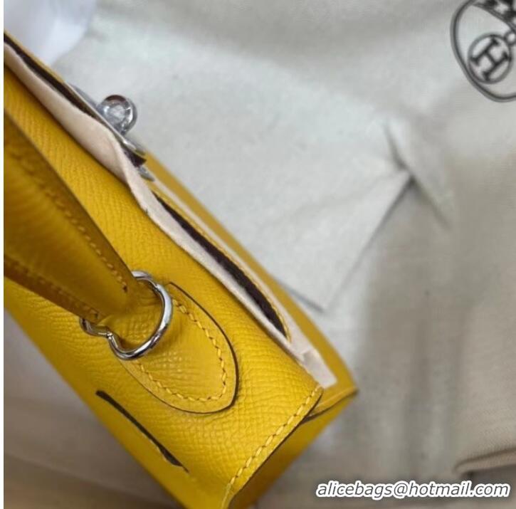 Best Price Hermes Kelly 25cm Shoulder Bags Epsom KL2755 yellow&silver-Tone Metal