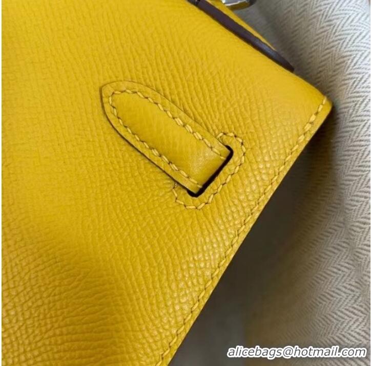 Best Price Hermes Kelly 25cm Shoulder Bags Epsom KL2755 yellow&silver-Tone Metal