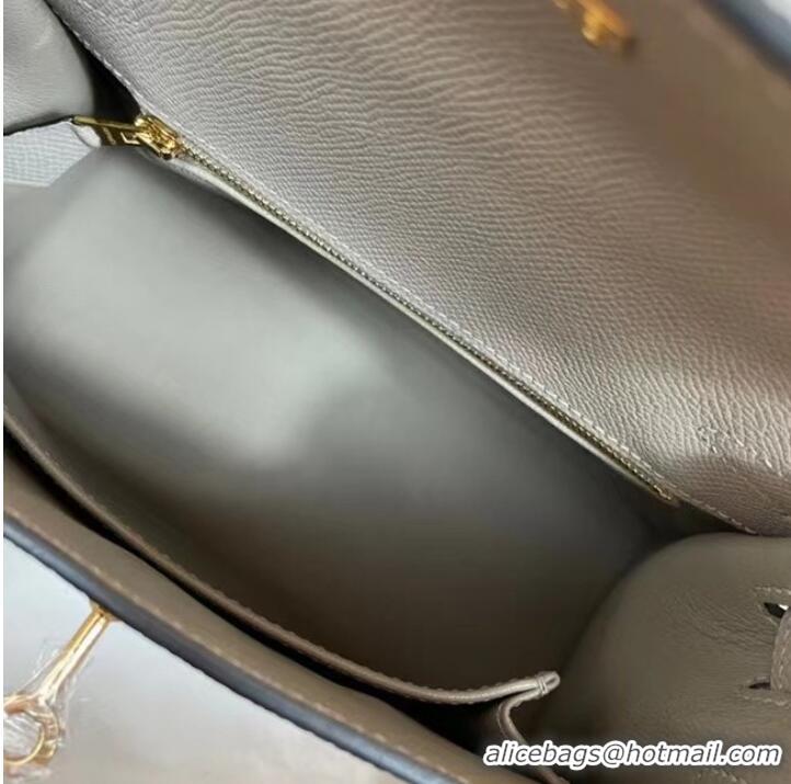 Top Quality Hermes Kelly 25cm Shoulder Bags Epsom KL2755 gray&gold-Tone Metal