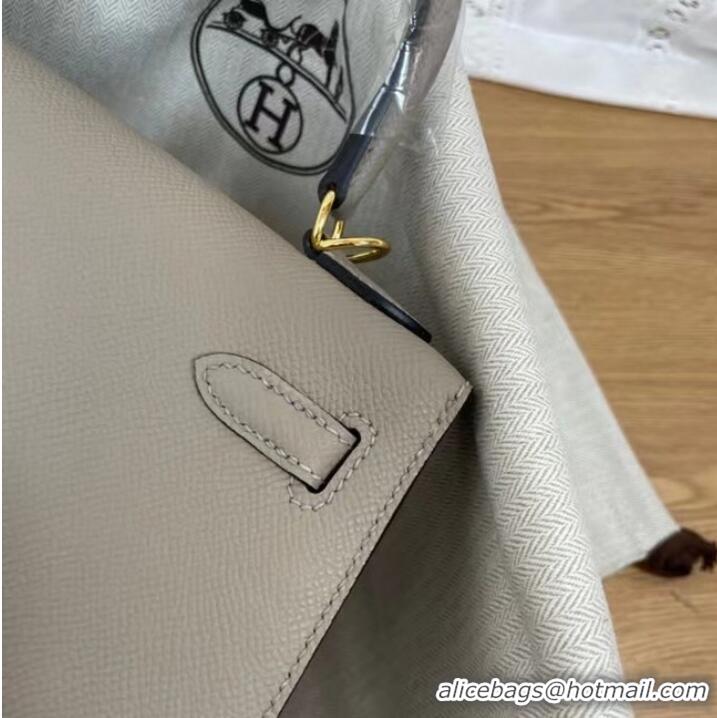 Top Quality Hermes Kelly 25cm Shoulder Bags Epsom KL2755 gray&gold-Tone Metal