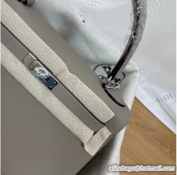 Popular Style Hermes Kelly 25cm Shoulder Bags Epsom KL2755 gray&silver-Tone Metal