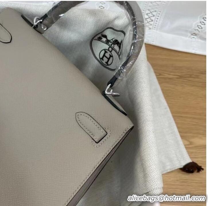 Popular Style Hermes Kelly 25cm Shoulder Bags Epsom KL2755 gray&silver-Tone Metal