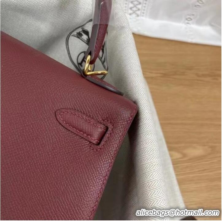 Grade Product Hermes Kelly 25cm Shoulder Bags Epsom KL2755 Burgundy&gold-Tone Metal