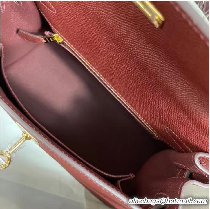 Grade Product Hermes Kelly 25cm Shoulder Bags Epsom KL2755 Burgundy&gold-Tone Metal