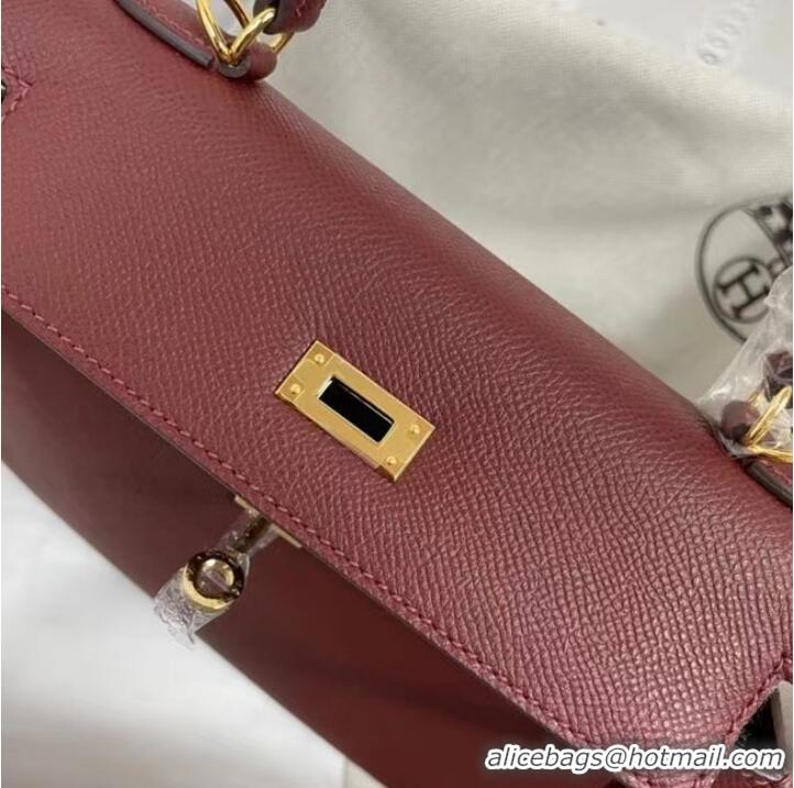 Grade Product Hermes Kelly 25cm Shoulder Bags Epsom KL2755 Burgundy&gold-Tone Metal