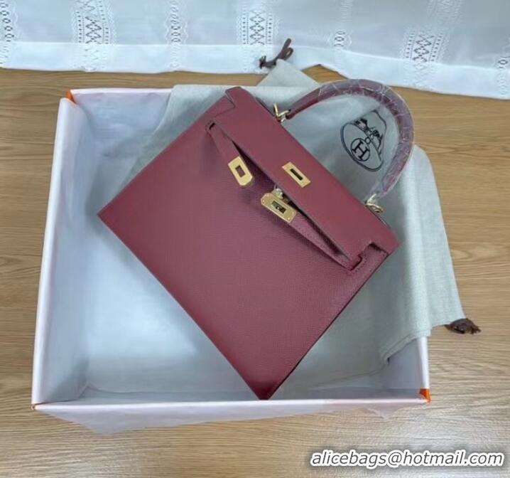 Grade Product Hermes Kelly 25cm Shoulder Bags Epsom KL2755 Burgundy&gold-Tone Metal