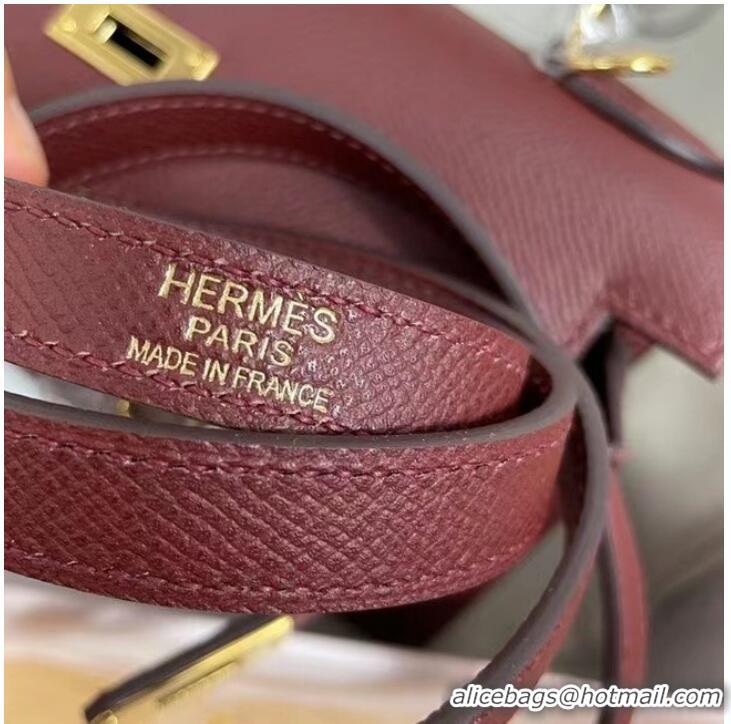 Grade Product Hermes Kelly 25cm Shoulder Bags Epsom KL2755 Burgundy&gold-Tone Metal