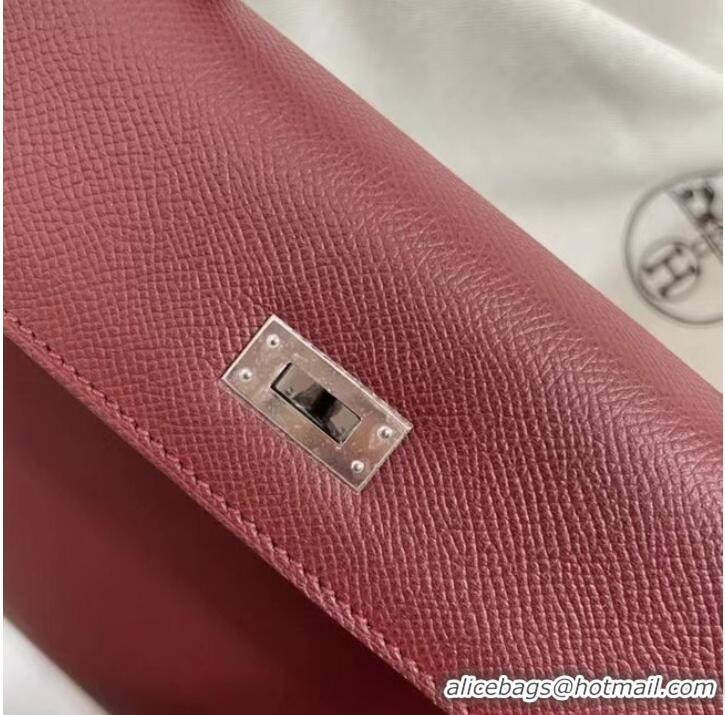 Top Quality Hermes Kelly 25cm Shoulder Bags Epsom KL2755 Burgundy&silver-Tone Metal