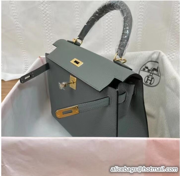 Top Design Hermes Kelly 25cm Shoulder Bags Epsom KL2755 Fog blue&gold-Tone Metal