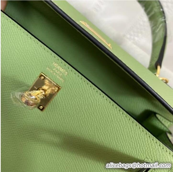 Good Quality Hermes Kelly 25cm Shoulder Bags Epsom KL2755 green&gold-Tone Metal