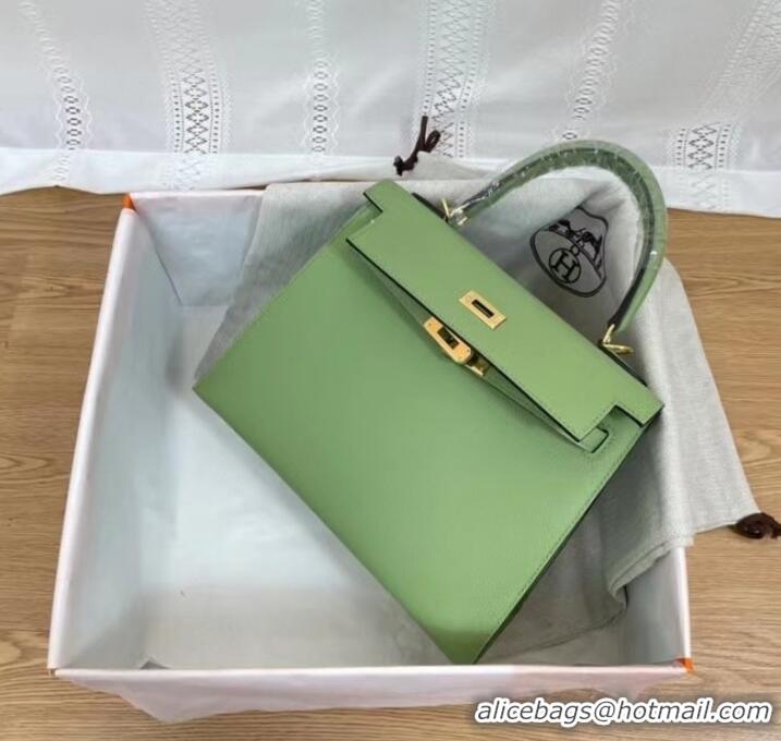 Good Quality Hermes Kelly 25cm Shoulder Bags Epsom KL2755 green&gold-Tone Metal