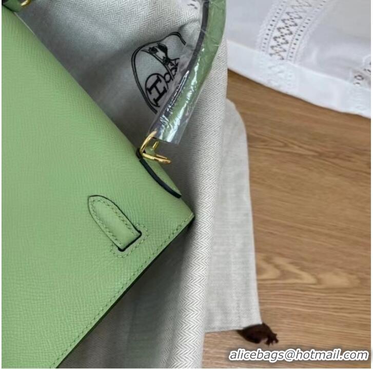 Good Quality Hermes Kelly 25cm Shoulder Bags Epsom KL2755 green&gold-Tone Metal