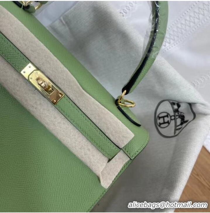 Good Quality Hermes Kelly 25cm Shoulder Bags Epsom KL2755 green&gold-Tone Metal