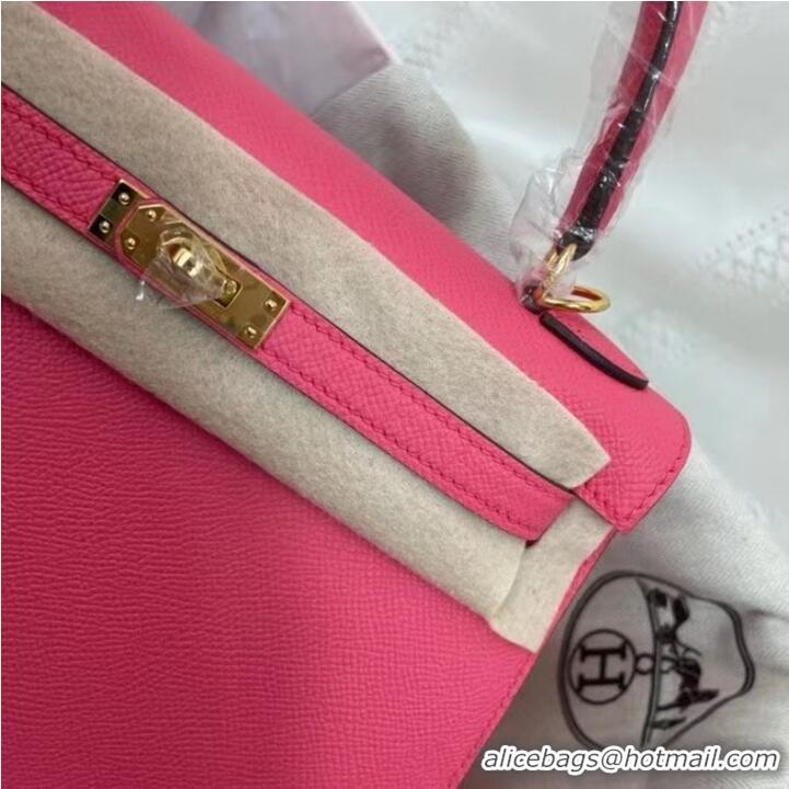 Famous Brand Hermes Kelly 25cm Shoulder Bags Epsom KL2755 rose&gold-Tone Metal