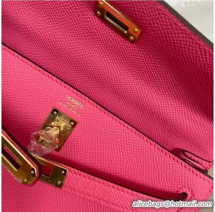 Famous Brand Hermes Kelly 25cm Shoulder Bags Epsom KL2755 rose&gold-Tone Metal