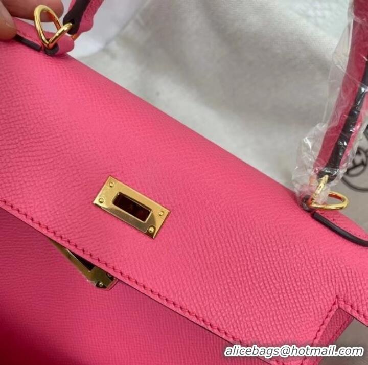 Famous Brand Hermes Kelly 25cm Shoulder Bags Epsom KL2755 rose&gold-Tone Metal