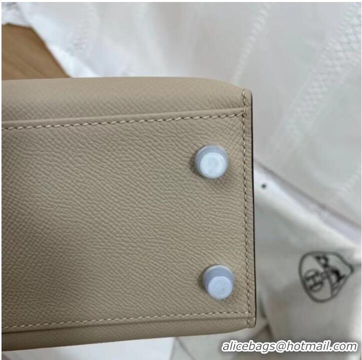 Good Taste Hermes Kelly 25cm Shoulder Bags Epsom KL2755 Cream&silver-Tone Metal