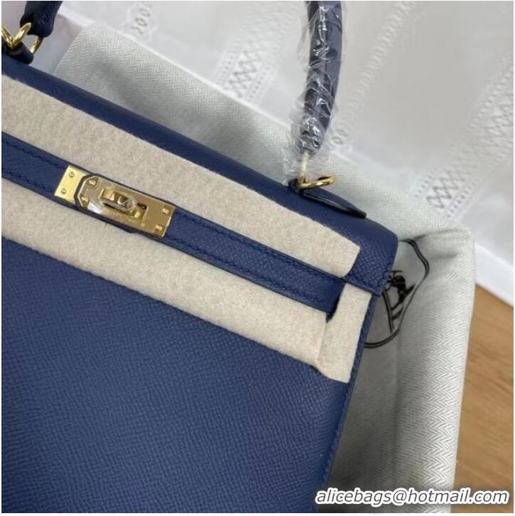 Top Quality Hermes Kelly 25cm Shoulder Bags Epsom KL2755 Royal blue&gold-Tone Metal