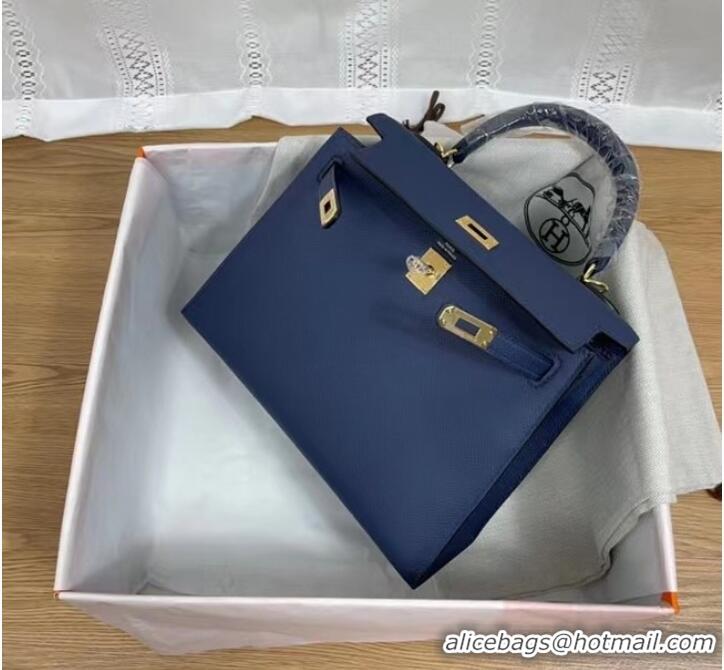 Top Quality Hermes Kelly 25cm Shoulder Bags Epsom KL2755 Royal blue&gold-Tone Metal