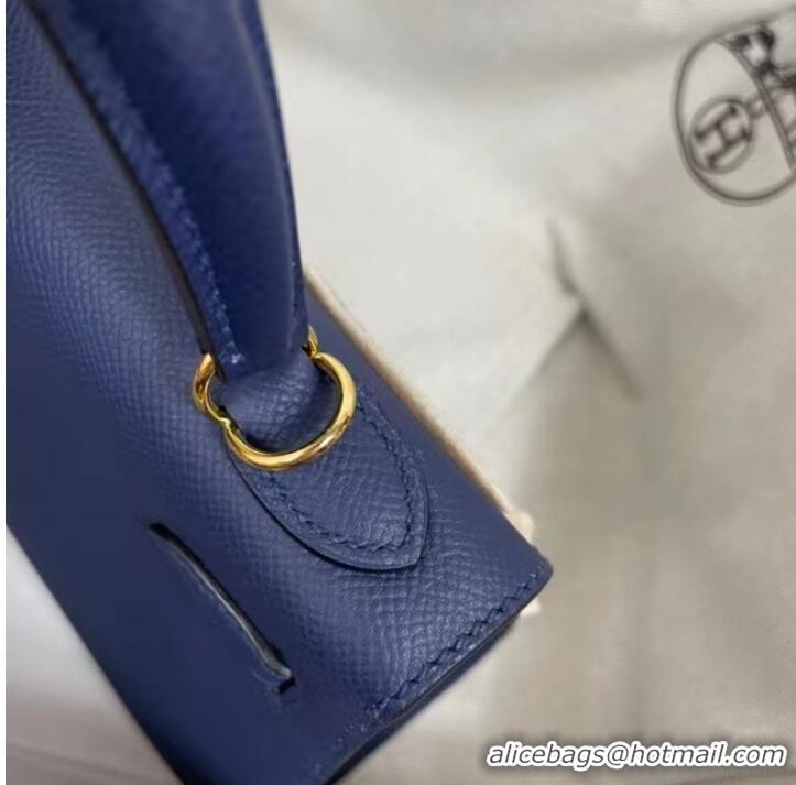 Top Quality Hermes Kelly 25cm Shoulder Bags Epsom KL2755 Royal blue&gold-Tone Metal