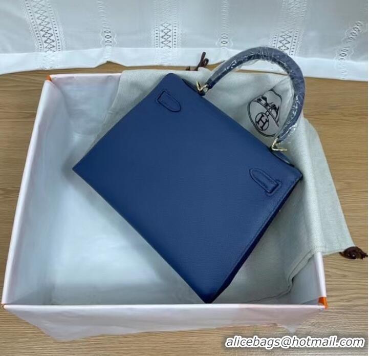 Top Quality Hermes Kelly 25cm Shoulder Bags Epsom KL2755 Royal blue&gold-Tone Metal