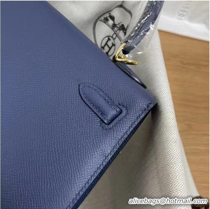 Top Quality Hermes Kelly 25cm Shoulder Bags Epsom KL2755 Royal blue&gold-Tone Metal