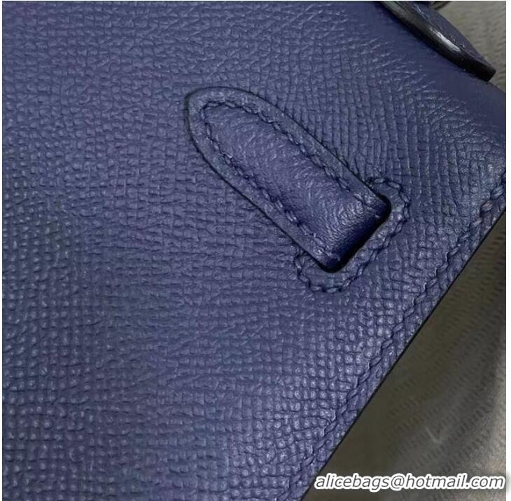 New Style Hermes Kelly 25cm Shoulder Bags Epsom KL2755 Royal blue&silver-Tone Metal