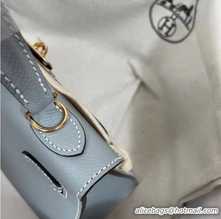 Promotional Hermes Kelly 25cm Shoulder Bags Epsom KL2755 sky blue&gold-Tone Metal