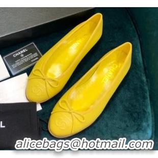 Purchase Chanel Lambskin Classic Ballerinas Yellow 101354