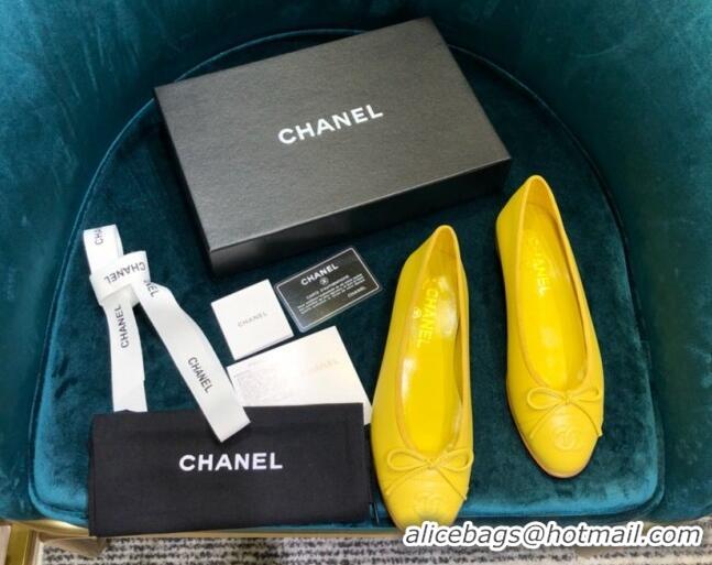 Purchase Chanel Lambskin Classic Ballerinas Yellow 101354