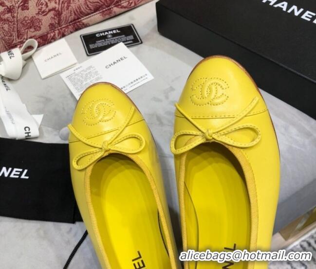 Purchase Chanel Lambskin Classic Ballerinas Yellow 101354