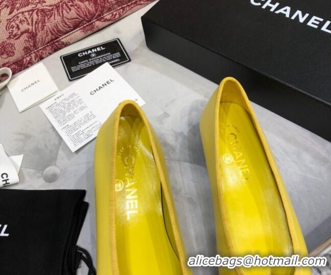 Purchase Chanel Lambskin Classic Ballerinas Yellow 101354