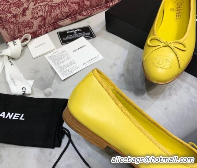 Purchase Chanel Lambskin Classic Ballerinas Yellow 101354