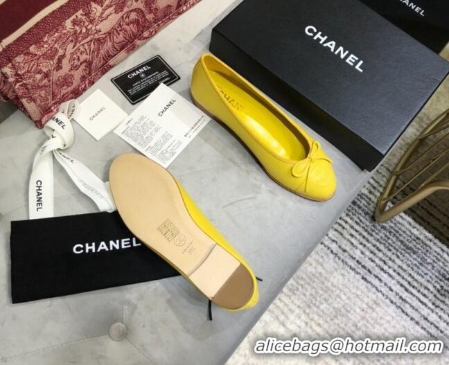 Purchase Chanel Lambskin Classic Ballerinas Yellow 101354