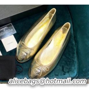 Fashion Chanel Calfskin Classic Ballerinas Gold 101356